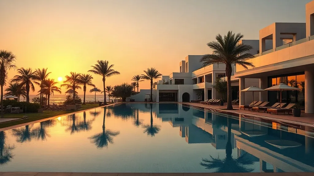 Hôtels de luxe en Afrique de l'Ouest : resort avec piscine à débordement au coucher du soleil